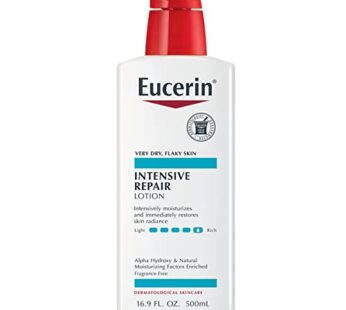 Eucerin Intensive Repair Body Lotion for Very Dry, Flaky Skin, Fragrance Free Body Moisturizer with Alpha Hydroxy, 16.9 Fl Oz Bottle