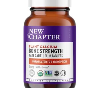 New Chapter Calcium Supplement – Bone Strength Organic Calcium with Magnesium, Vitamin D3+K2, 70+ Trace Minerals for Bone Health, Gluten Free, Easy to Swallow – 180 Slim Tablets