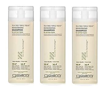 GIOVANNI Tea Tree Triple Treat Invigorating Shampoo – Cooling Peppermint, Eucalyptus & Rosemary, Strengthen & Rejuvenate Hair & Scalp, Salon Quality, Paraben Free, Tea Tree Shampoo – 8.5 oz (3 Pack)