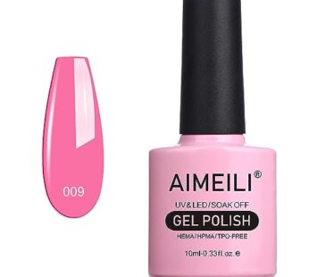 AIMEILI Soak Off U V LED Light Pink Gel Nail Polish – Pertty Pretty in Pink (009) 10ml