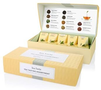 Tea Forte Assorted Classic Tea, Petite Presentation Box, Sampler Gift Set With Handcrafted Pyramid Infusers – Herbal, Black, Green, White, 10 Count (Pack of 1)