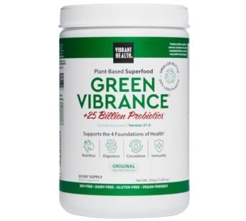 Vibrant Health, Green Vibrance, Includes 65 Plant-Based Superfoods, 25 Billion Probiotics, Fiber, Adaptogens & Enzymes, 30 Servings
