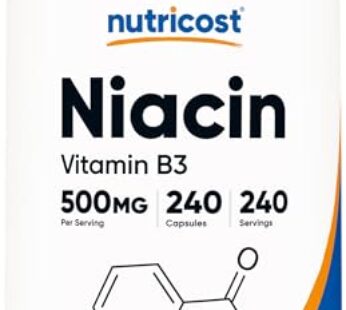 Nutricost Niacin (Vitamin B3) 500mg, 240 Capsules – with Flushing, Non-GMO, Gluten Free