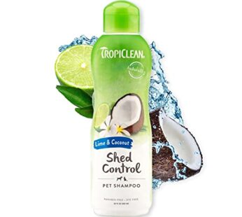 TropiClean Lime & Coconut Deshedding Dog Shampoo for Shedding Control | Natural Pet Shampoo Derived from Natural Ingredients | Cat Friendly | Made in the USA | 20 oz.