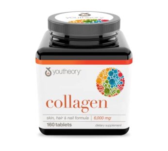 Youtheory Advanced Collagen – 6,000 mg Collagen – with Vitamin C – for Hair, Skin & Nails* – Collagen Supplements for Women and Men – 160 Tablets