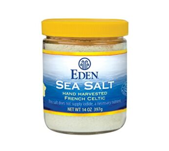 Eden Sea Salt, Hand Harvested French Celtic, Stone Ground (Fine), Trace Minerals, Unrefined, Glass Jar, 14 oz