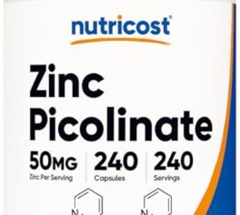 Nutricost Zinc Picolinate 50mg, 240 Vegetarian Capsules – Gluten Free and Non-GMO (240 Caps)