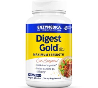 Enzymedica Digest Gold + ATPro, Maximum Strength Digestive Enzymes, Helps Digest Large Meals for Instant Bloating Relief, 90 Count