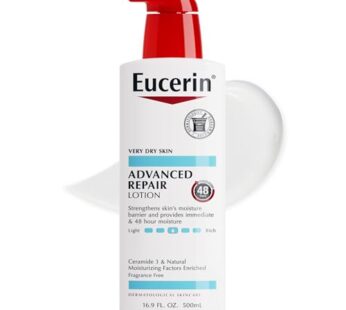 Eucerin Advanced Repair Body Lotion for Very Dry Skin, Unscented Lotion Formulated with Ceramides, 16.9 Fl Oz Bottle