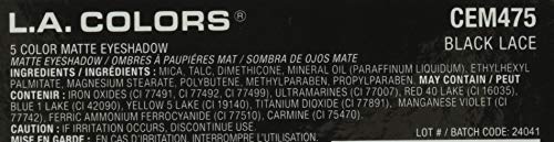 L.A. Colors 5 Color Matte Eyeshadow, Black Lace, 0.08 Oz - Image 5
