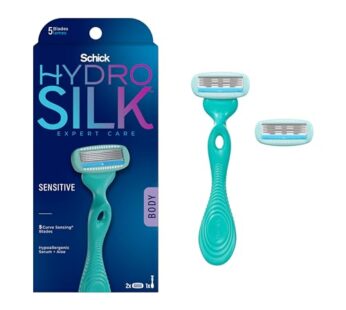 Schick Hydro Silk Sensitive Women’s Razor | 5-Blade Razors for Women Sensitive Skin | Womens Razors Sensitive Skin | 1 Handle & 2 Razor Blade Refills