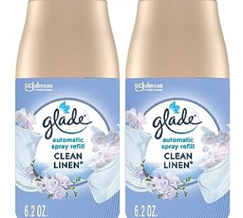 Glade Automatic Spray Air Freshener Refill, Scented Air Freshener for Home and Bathroom, Clean Linen, 6.2 Oz, 2 Count