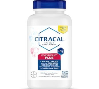 Citracal Maximum Plus, 650 mg Calcium Citrate, easily absorbed and highly soluble with 25 mcg (1000 IU) Vitamin D3, Bone Health Support, Calcium Supplement for Ages 12+, 180 Count