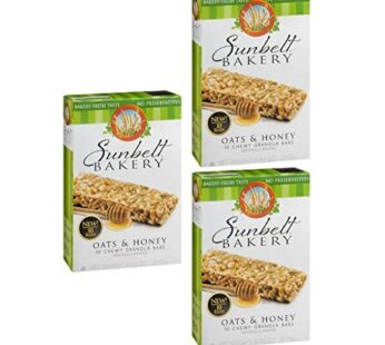 Sunbelt Bakery Oats and Honey Chewy Granola Bars 9. 5 ounces, 10 Bars Per Box, (3 Boxes Total)
