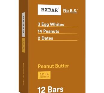 RXBAR Protein Bars, 12g Protein, Gluten Free Snacks, Snack Bars, Peanut Butter, 22oz Box (12 Bars)