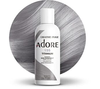 Adore Semi Permanent Hair Color – Vegan and Cruelty-Free Silver Hair Dye – 4 Fl Oz – 155 Titanium (Pack of 1)