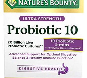 Probiotics by Nature’s Bounty, Ultra Strength Probiotic 10, Immune Health & Digestive Balance, 60 Capsules