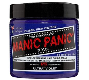 MANIC PANIC Ultra Violet Hair Dye – Classic High Voltage – Semi Permanent Cool, Blue-toned Violet Hair Color – Vegan, PPD And Ammonia Free (4oz)