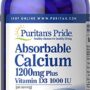Puritan's Pride Absorbable Calcium with Vitamin D 3 1000iu Softgels, 1200 mg, 200 Count