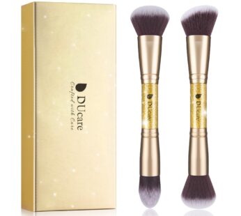 DUcare Makeup Brushes Duo End Foundation Powder Buffer and Contour Brush Synthetic Cosmetic Tools 2Pcs