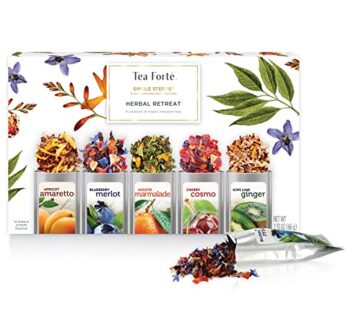Tea Forte Single Steeps Loose Leaf Herbal Retreat Tea Sampler, Assorted Variety Tea Box, Single Serve Pouches, 15 Count (Pack of 1)