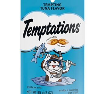 TEMPTATIONS Classic Crunchy and Soft Cat Treats Tempting Tuna Flavor, 3 oz. Pouch (Pack of 12)