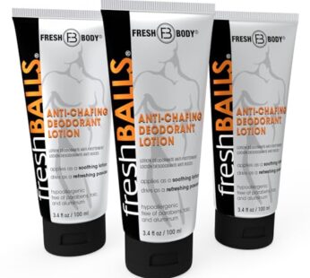 Fresh BALLS Lotion (3 Pack) | Anti-Chafing Men’s Soothing Cream to Powder Balls Deodorant and Hygiene for Groin Area, 3.4 fl oz
