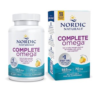 Nordic Naturals Complete Omega, Lemon Flavor – 60 Soft Gels – 565 mg Omega-3 – EPA & DHA with Added GLA – Healthy Skin & Joints, Cognition, Positive Mood – Non-GMO – 30 Servings