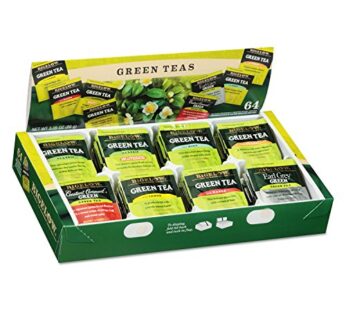 Bigelow Tea Green Tea Assortment, Individually Wrapped Tea Bags with Classic, Decaffeinated, Mint, Peach, Constant Comment, Lemon, Mango, and Earl Grey Teas, 64 Tea Bags (Pack of 1)