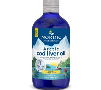 Nordic Naturals Arctic Cod Liver Oil, Lemon – 8 oz – 1060 mg Total Omega-3s with EPA & DHA – Heart & Brain Health, Healthy Immunity, Overall Wellness – Non-GMO – 48 Servings