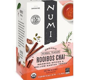 Numi Organic Rooibos Chai Tea, 18 Tea Bags, Red Tea with Cinnamon, Allspice & Ginger, Caffeine Free (Packaging May Vary)