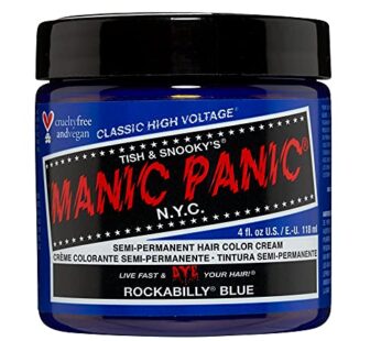 MANIC PANIC Rockabilly Blue Hair Dye – Classic High Voltage – Semi Permanent True Neutral Blue Hair Color – Vegan, PPD And Ammonia Free (4oz)