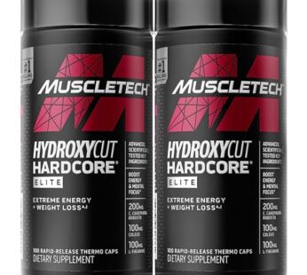 Hydroxycut Hardcore Elite – 100 Rapid-Release Thermo Caps, Pack of 2 – Energy & Focus – for Men & Women – 100 Total Servings