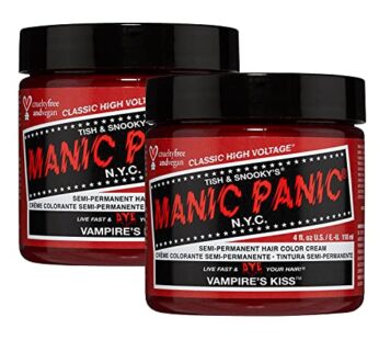 MANIC PANIC Vampire?s Kiss Hair Dye ? Classic High Voltage (2PK) Semi Permanent Hair Color, Medium Red with Bright Pink Undertones, For Dark & Light Hair, Vegan, PPD & Ammonia-Free, For Hair Coloring