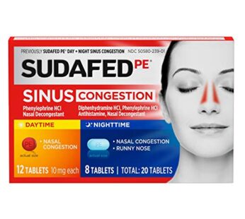 Sudafed PE Day and Night Sinus Pressure & Congestion Tablets, 20 Count