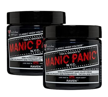 MANIC PANIC Raven Black Hair Dye ? Classic High Voltage – (2PK) Semi Permanent Hair Color – Cool Black With Blue Undertones – For Dark, Light Hair – Vegan, PPD & Ammonia Free – For Coloring Hair