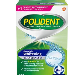 Polident Overnight Whitening Denture Cleanser Tablets – 120 Count