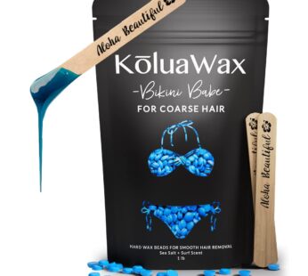 KoluaWax Hard Wax Beads for Hair Removal ? Coarse Hair Formula ? Face, Brazilian, Underarms, Back Chest, Bikini Waxing ? Sea Salt & Surf, 1lb Refill for Wax Warmers & 10 Large Applicator Sticks
