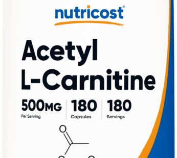 Nutricost Acetyl L-Carnitine 500mg, 180 Capsules – Non-GMO and Gluten Free