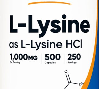 Nutricost L-Lysine 1000mg Per Serving, 250 Servings, 500 Capsules – Gluten Free, Non-GMO, 500mg Per Capsule