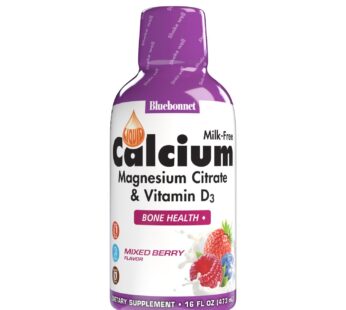 Bluebonnet Nutrition Liquid Calcium Citrate, Magnesium, Vitamin D3, Bone Health, Gluten Free, Soy Free, Milk Free, Kosher, 16 fl oz, 32 Servings, Mixed Berry Flavor