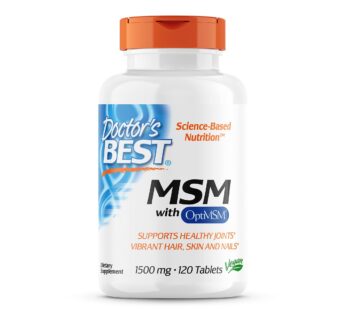 Doctor’s Best MSM with OptiMSM, Non-GMO, Gluten Free, Joint Support, 1500 mg, 120 Tablets (DRB-00097)