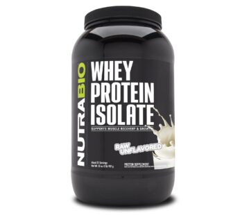NutraBio Whey Protein Isolate Supplement ? 25g of Protein Per Scoop with Complete Amino Acid Profile – Soy and Gluten Free Protein Powder – Zero Fillers and Non-GMO – Raw Unflavored – 2 Lbs