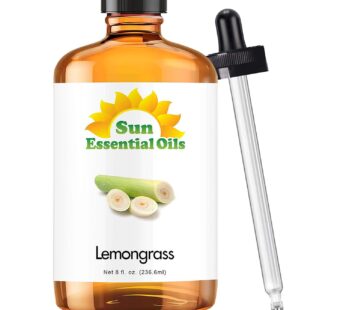 Sun Essential Oils 8oz – Lemongrass Essential Oil – 8 Fluid Ounces – Lemon Grass Oil – Aromatherapy Oils