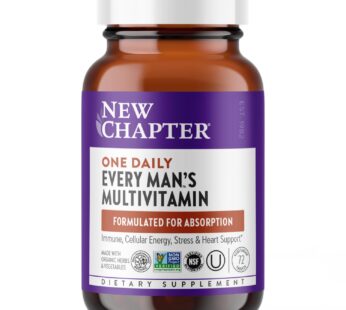 New Chapter Men’s Multivitamin for Immune, Stress, Heart + Energy Support with Fermented Nutrients – Every Man’s One Daily, Made with Organic Vegetables & Herbs, Non-GMO, Gluten Free – 72 ct