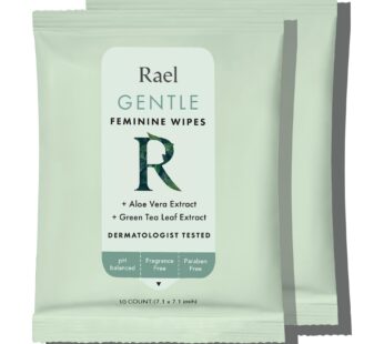 Rael Feminine Wipes, Flushable Wipes pH Balanced – Travel Size, All Skin Types, Paraben Free, Daily Use (10 Count, Pack of 2)