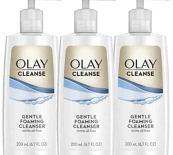 Olay Cleanse Gentle Foaming Face Cleanser for Sensitive Skin, Fragrance Free, 6.7 Fl Oz (Pack of 3)