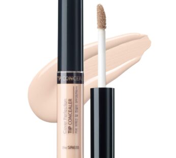 THE SAEM Cover Perfection Tip Concealer, Liquid Multi-Use Concealer, Full Coverage Makeup for Acne Dark Spots Dark Circles Hyperpigmentation and Blemishes, 0.2 fl.oz. (#1 Clear Beige)