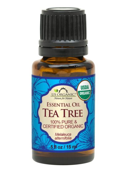 US Organic 100% Pure Tea Tree Essential Oil, Steam Distilled, USDA Certified Organic, for Hair, Skin, Scalp, Foot, Toenails, and More. Sourced from South Africa, Undiluted, Non-GMO (15 ml)