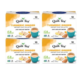 QuikTea Chai Tea Latte, Tumeric Ginger, 34 Oz, 10 count (Pack of 4)